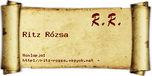 Ritz Rózsa névjegykártya